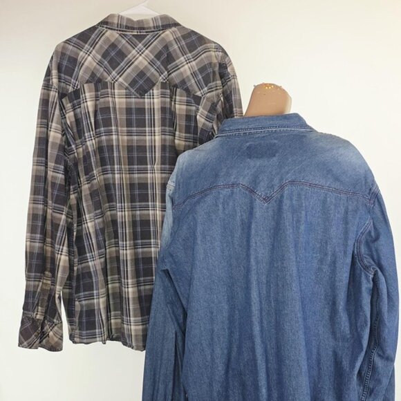 Legendary Whitetails Shirts Mens 2XL 2XT Blue Denim Plaid Western Lot of 2 Hunt - Picture 4 of 12